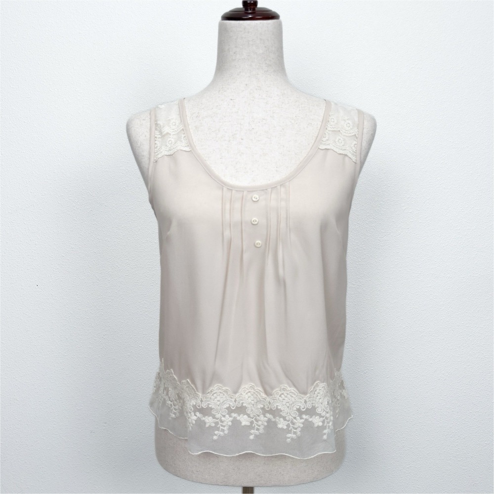Y2K‎ Kimchi Blue Top Womens S Ivory Sheer Lace Cami Coquette Fairy Cottagecore